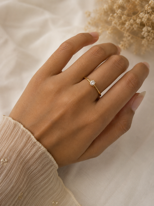 Dainty Gold Solitaire Ring