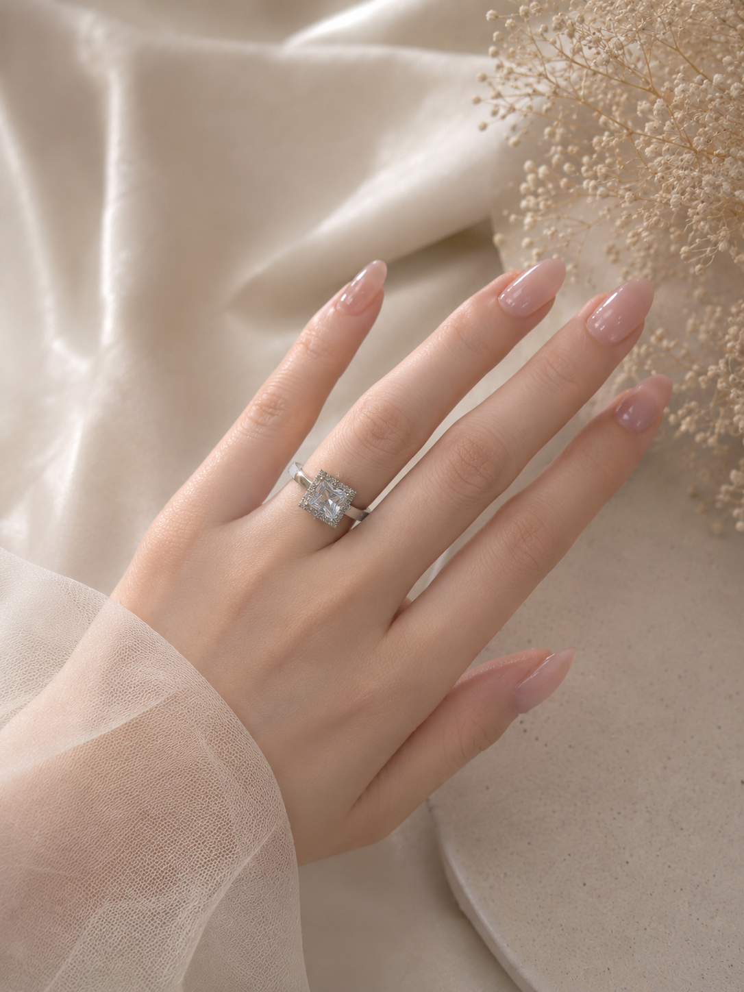 Square Halo Princess Cut Ring
