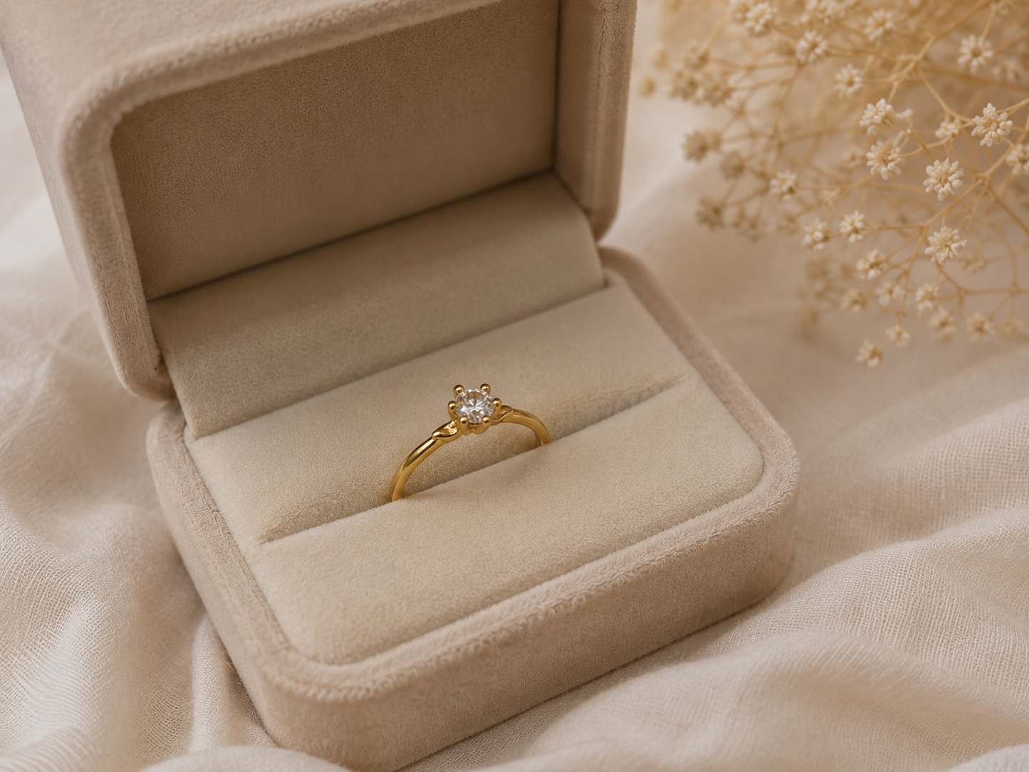 Dainty Gold Solitaire Ring