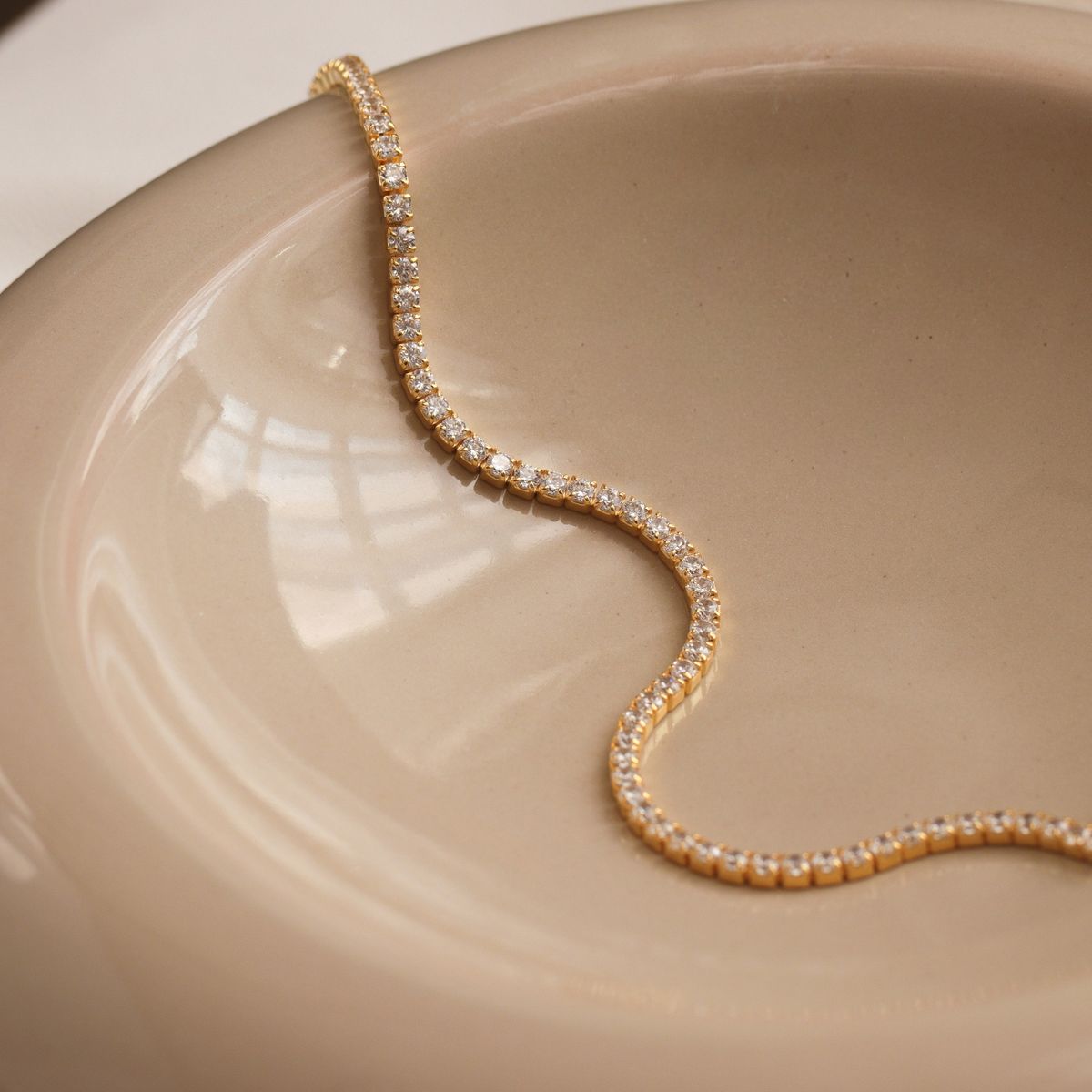 Crystal Tennis Bracelet in Gold