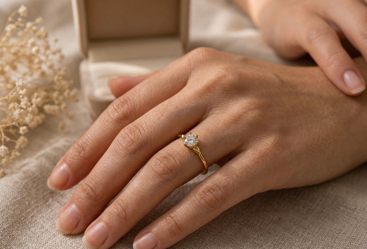Dainty Gold Solitaire Ring