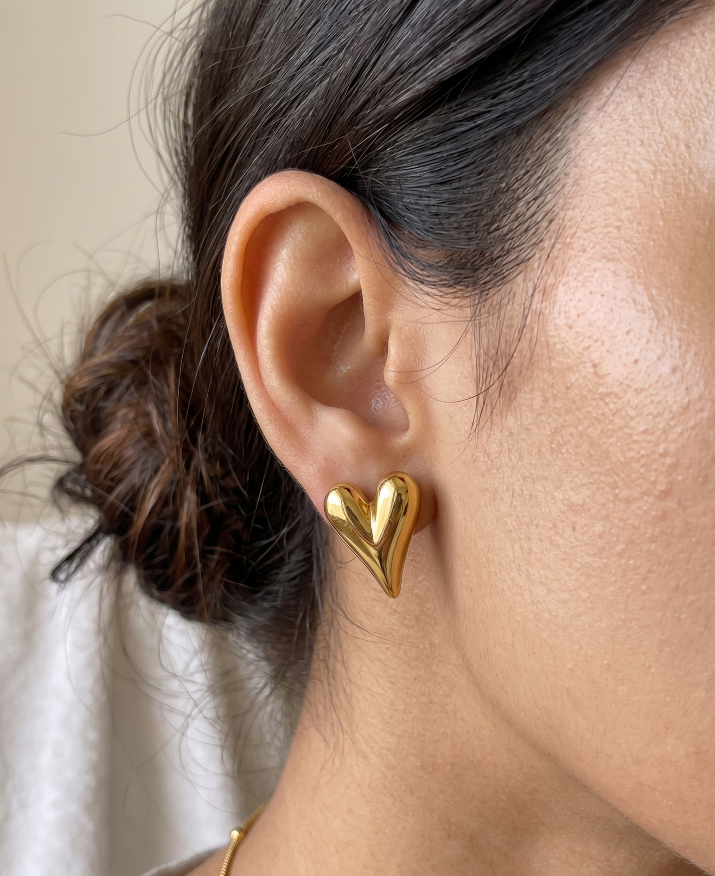 Sculpted Gold Heart Studs