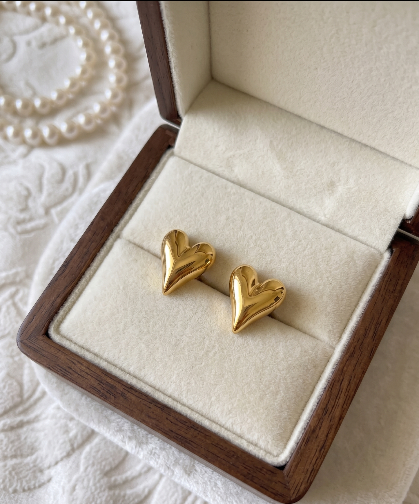 Sculpted Gold Heart Studs