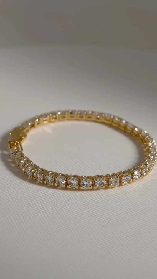 Crystal Tennis Bracelet in Gold